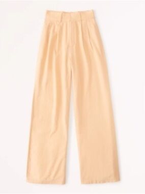 Abercrombie & Fitch Peach High-Waist Linen-Blend Pants